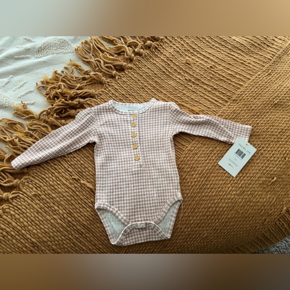 Rachel Zoe Pink and White Houndstooth Bodysuit